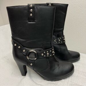Ride Tecs Slip Resistant Moto Strappy Harness Block Heel Boots Sz 10